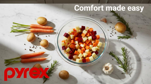Pyrex tazón 323 con base estable; diseño seguro para uso diario