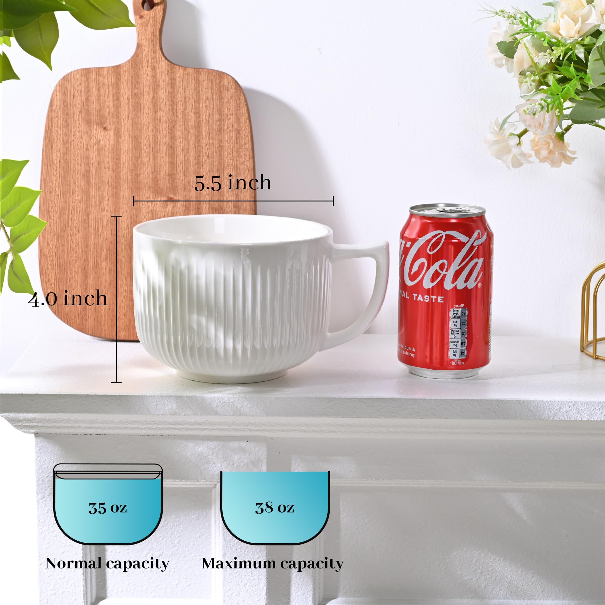 Pyrilo taza sopa 38oz con tapa, perfecta para calentar ramen y avena.