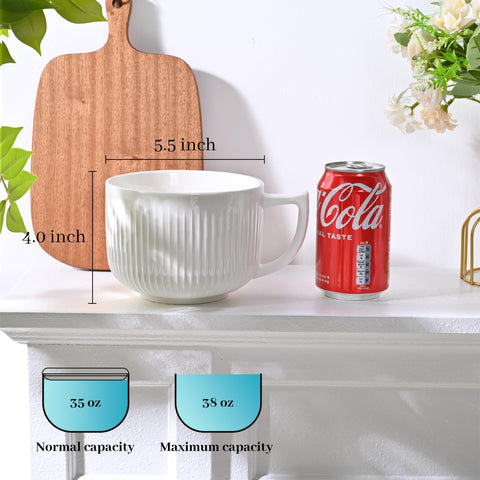 Pyrilo taza sopa 38oz con tapa, perfecta para calentar ramen y avena.