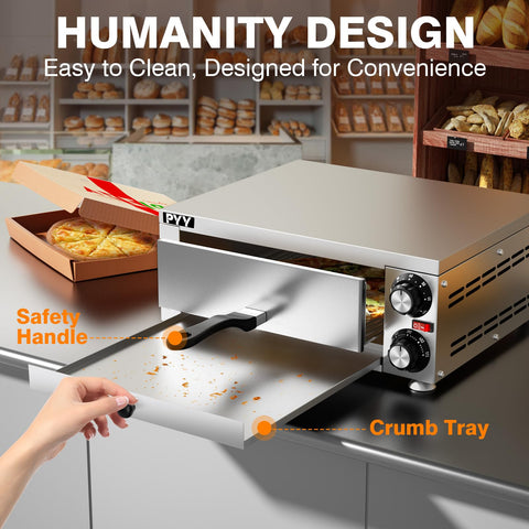 Horno PYY en acero inoxidable para pizzas de hasta 12 pulgadas.