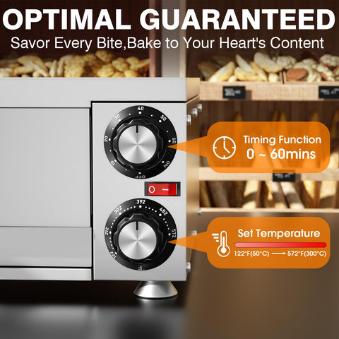 Rango de temperatura ajustable y temporizador del horno PYY para resultados consistentes.