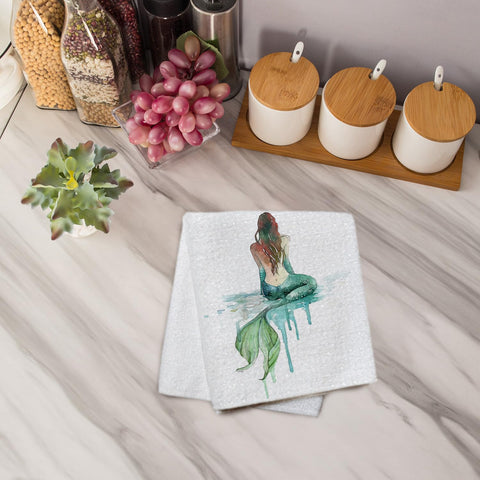 Toalla de baño Qabliqo con sirena, acento marino para baño o dormitorio.