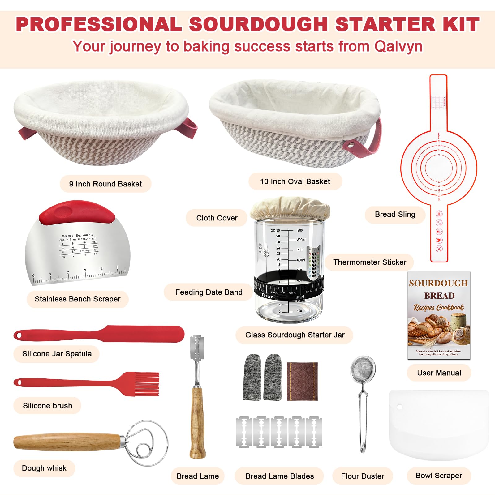 Qalvyn kit fermentación redondo para pan, permite respirar la masa y crear espirales.
