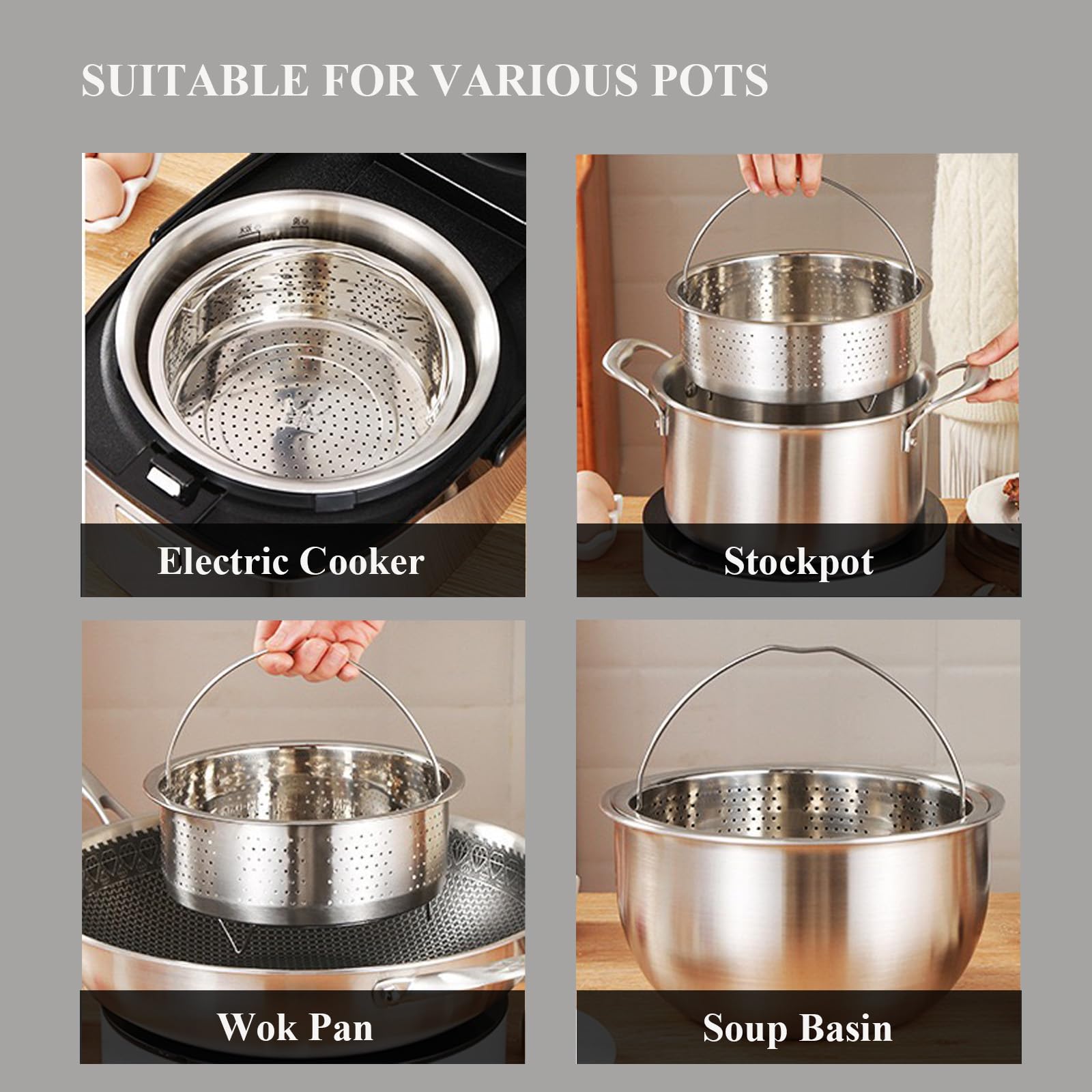 Qancesd convierte una olla en vaporera para platos variados.