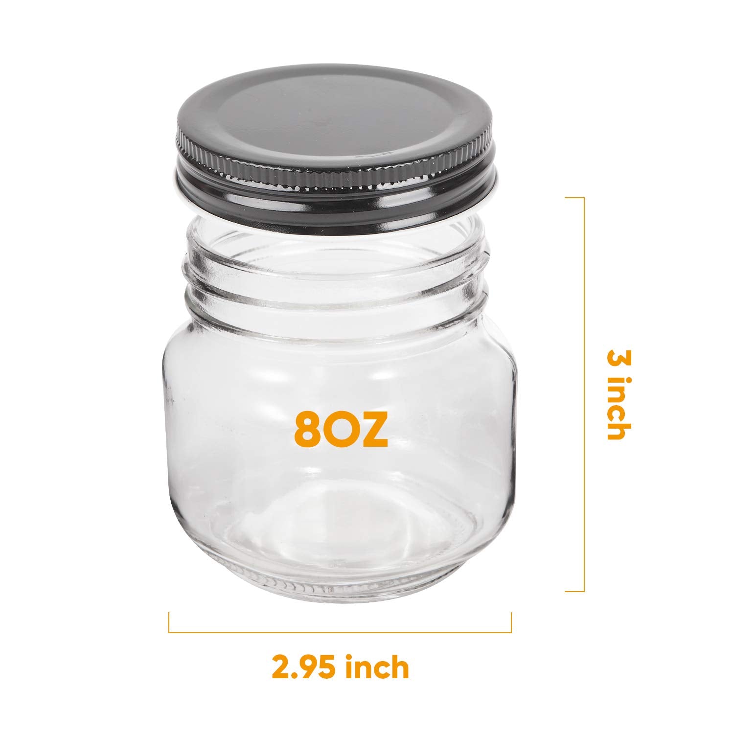 Frasco de vidrio claro QAPPDA 8 oz para almacenamiento visible de alimentos.