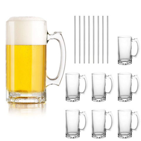QAPPDA vaso de cerveza con asa 16oz para beber cómodo y estable