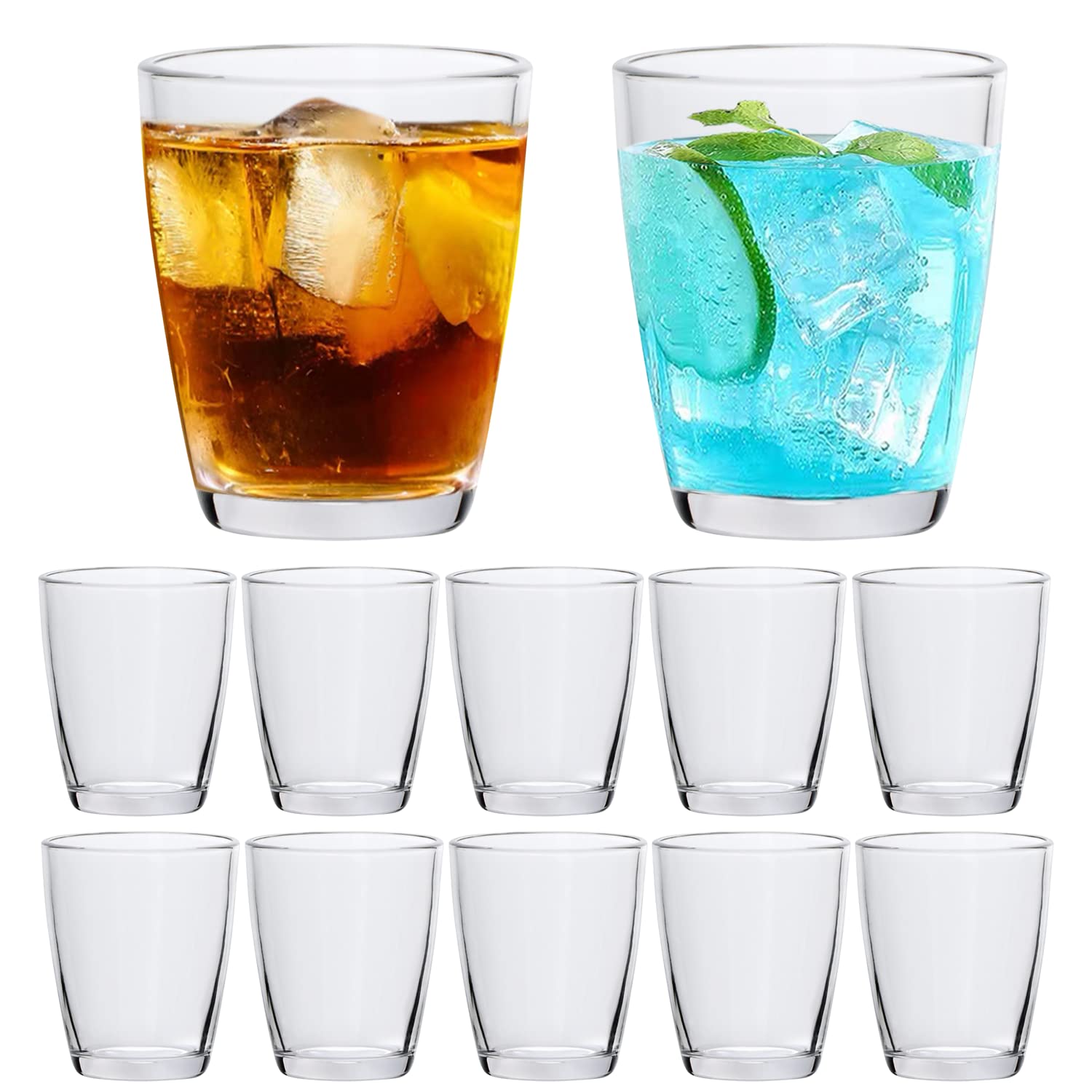 Vaso QAPPDA siete onzas, cristal claro y apilable para bebidas diarias.