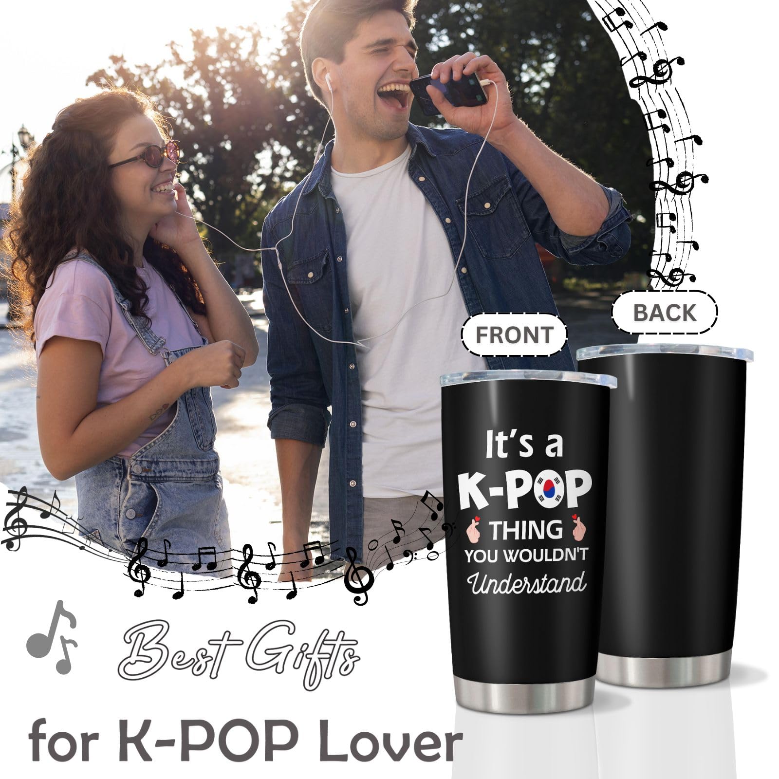Acabado duradero: taza K-POP 20oz de Qatdey para fiestas.