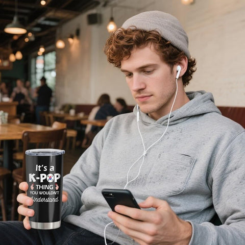 Uso en exteriores: taza térmica K-POP de Qatdey para playa y picnic.