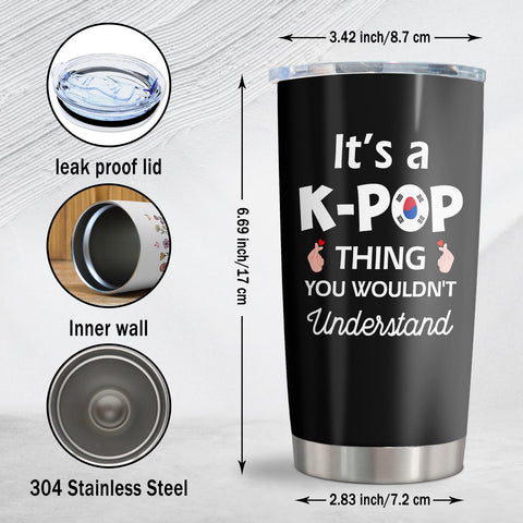 Regalo ideal K-POP de Qatdey, taza térmica 20oz para cumpleaños.