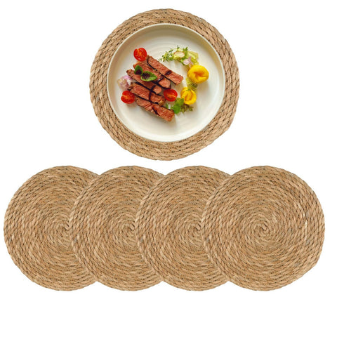Mantel redondo de ratán natural Qavinch, decoración cálida para la mesa