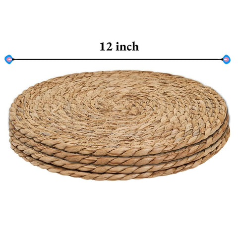Manteles redondos de ratán natural Qavinch, tejido artesanal para cenas diarias