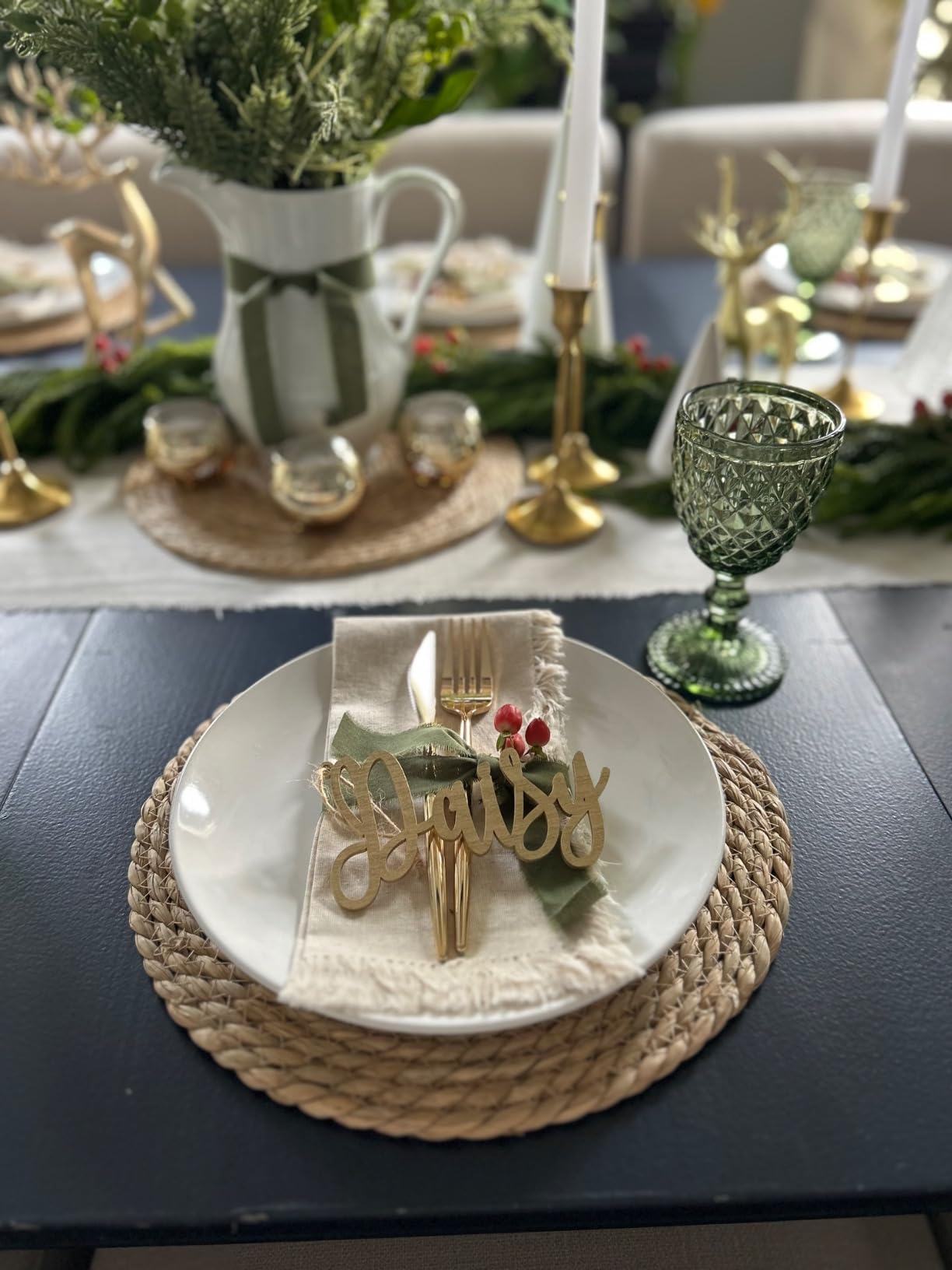 Mantel redondo Qavinch de ratán natural, apto para colgar como decoración