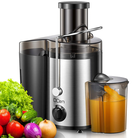 Qcen Extractor centrífugo de jugos con motor 500W para extracción rápida.