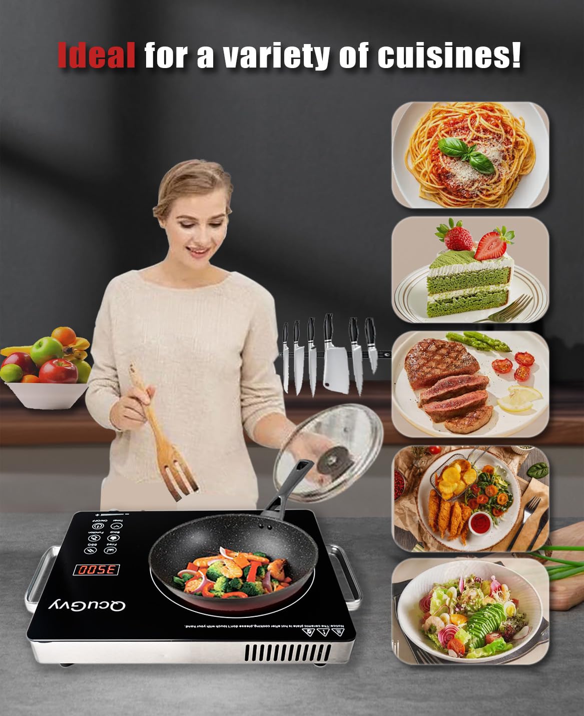 QcuGvy uso doméstico y al aire libre, versátil para cocina diaria.