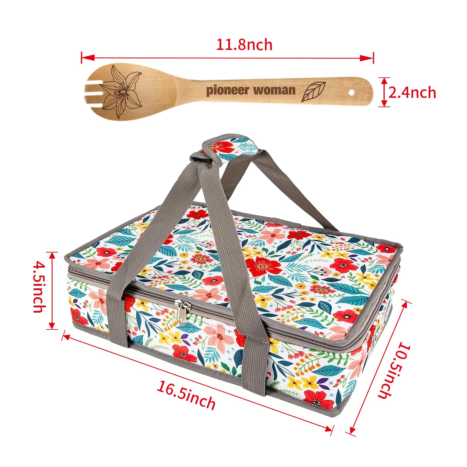 QEES porta-cazuela 9x13 compatible para bandejas estándar en viajes y picnic.