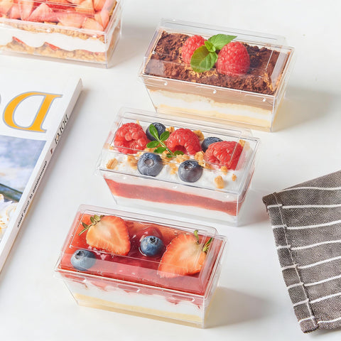 Vasos postre mini Qeirudu con tapa para tiramisú y mousse.
