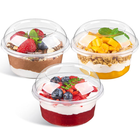 Copa de postre Qeirudu 12oz con tapa domo para evitar derrames.