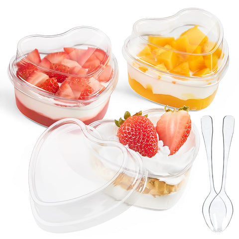 Copa de postre Qeirudu en forma de corazón de 5 onzas, ideal para presentaciones románticas.