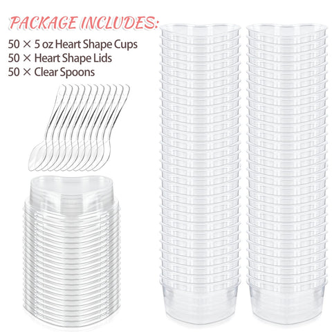 Pack de 50 copas corazon, servicio práctico para catering.