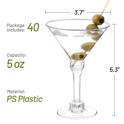 Vasos QEIRUDU de plástico cristalino 5 oz para cócteles