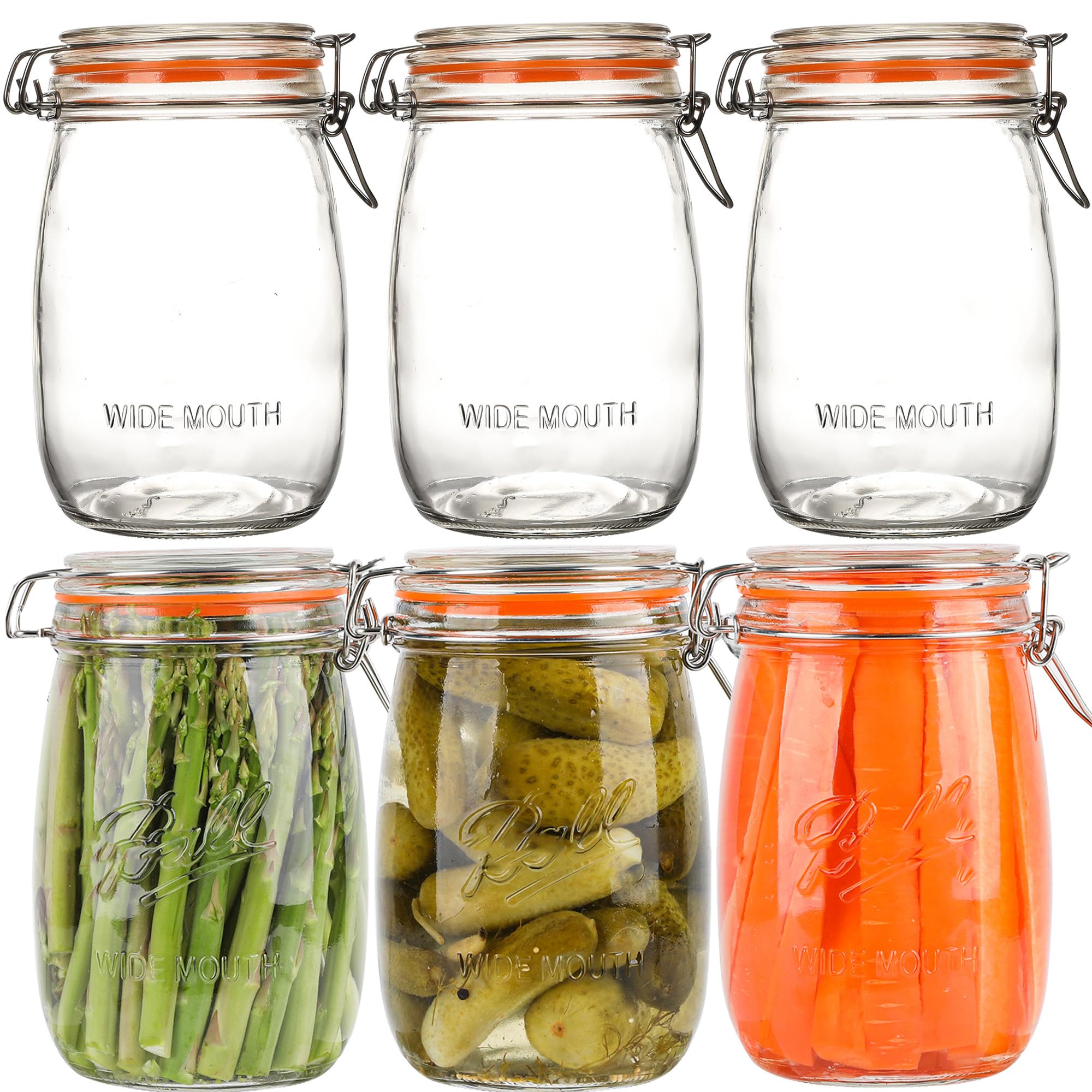 Frascos Qeisia de boca ancha 32oz para almacenamiento amplio y práctico.