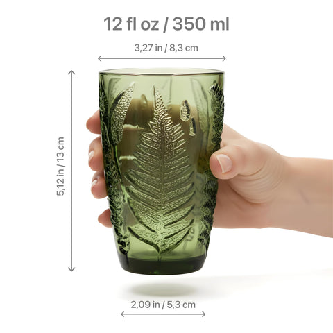 Embossado de helecho en vaso QELVIO añade detalle tactil