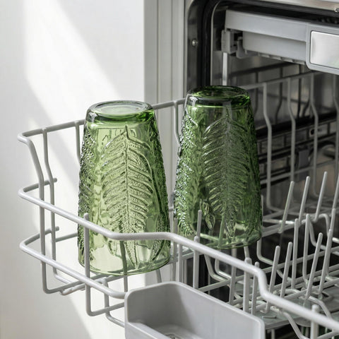 Vasos QELVIO verde con estilo bohemio para mesas modernas