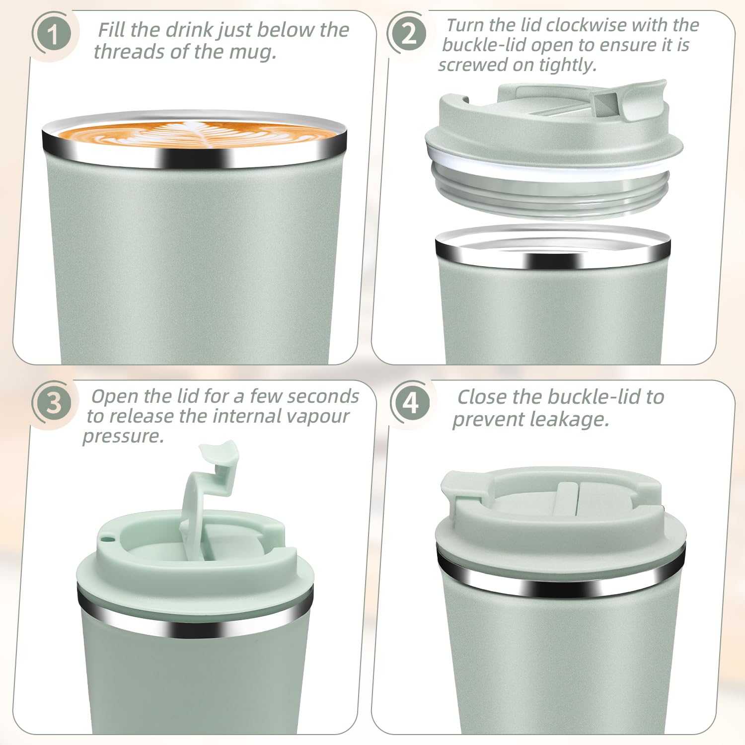 Acero 304 sin BPA, seguro para beber.