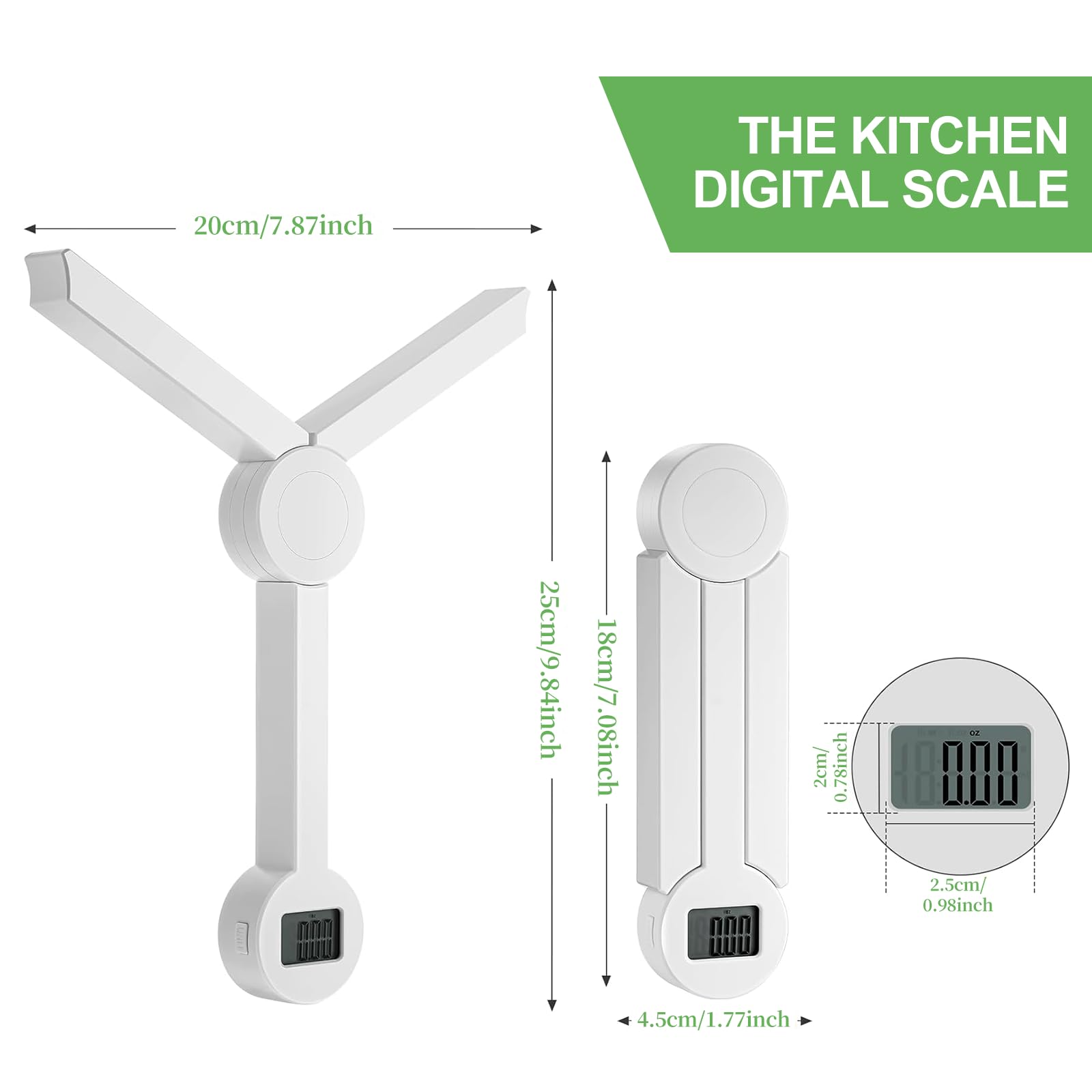 Balanza de cocina compacta QFEISETH plegada, almacenamiento compacto en cajón.