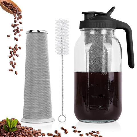 Cafetera QHH para café frío en jarro mason de 64 oz