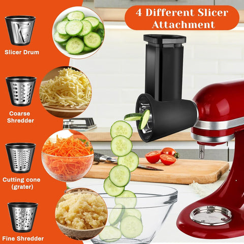 QHH cuchillas tambor acero para KitchenAid, cuatro cuchillas para cortar diversos ingredientes.