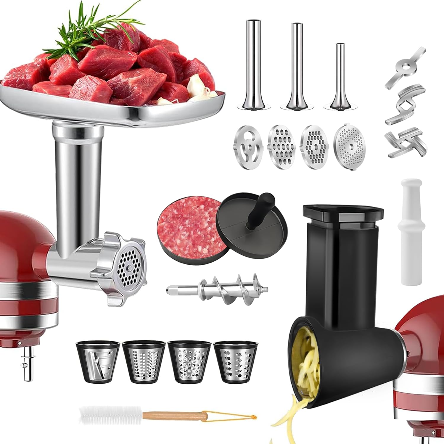 QHH molino carne para KitchenAid, cuerpo robusto para molienda estable.
