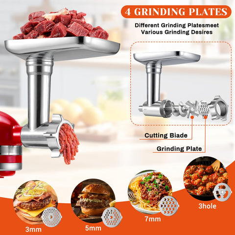 QHH tubos embutir para KitchenAid, tres tamaños para salchichas caseras.