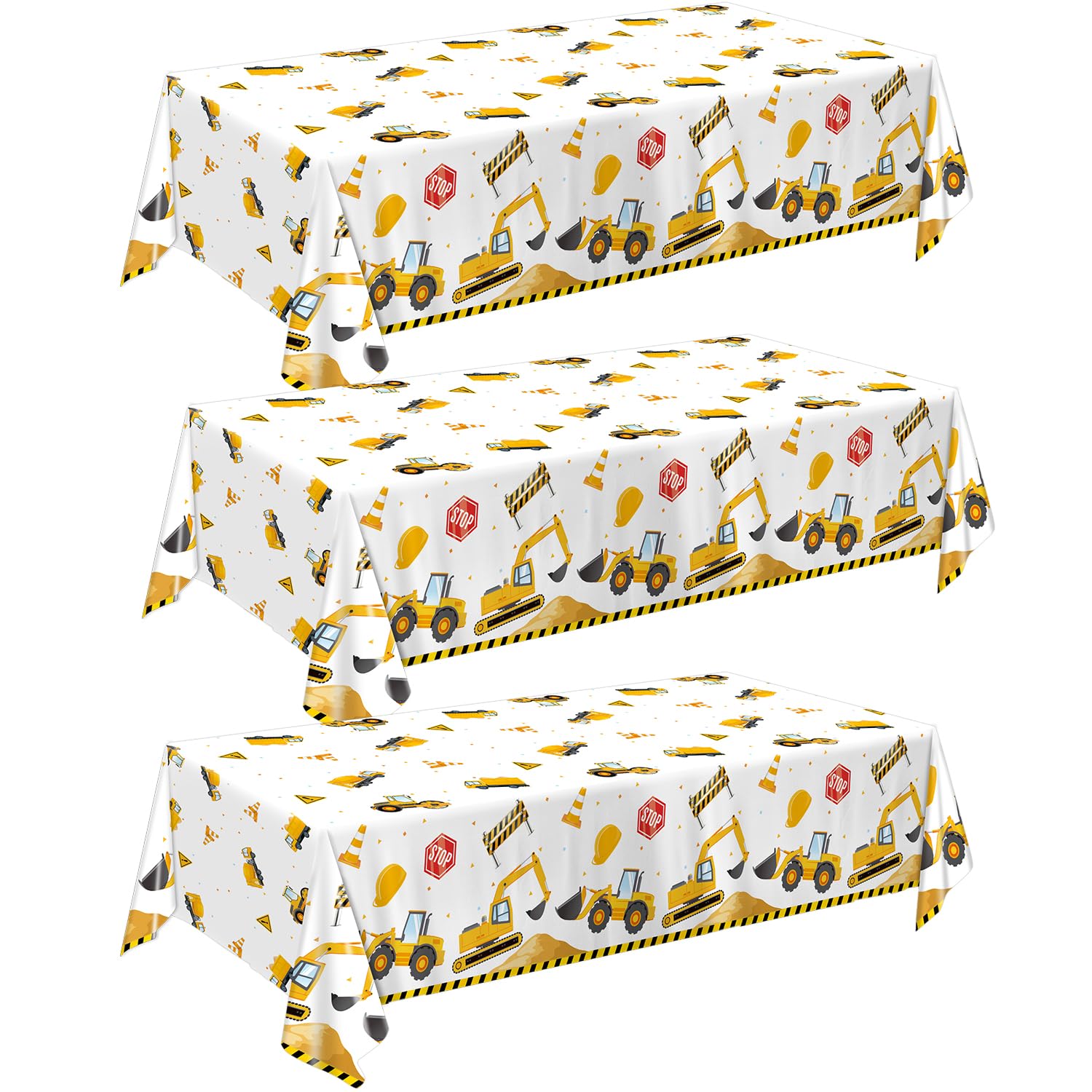 Mantel QIYANPAX con excavadora, ideal para fiestas temáticas y protección de mesa.