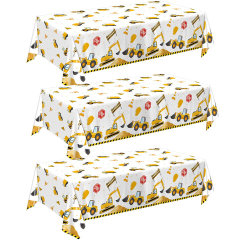 Mantel QIYANPAX con excavadora, ideal para fiestas temáticas y protección de mesa.