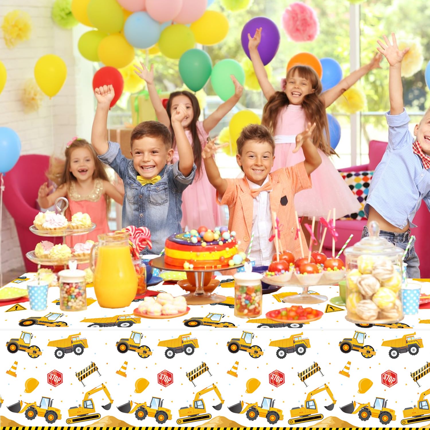Mantel QIYANPAX para fiestas infantiles, compatible con suministros de construcción.