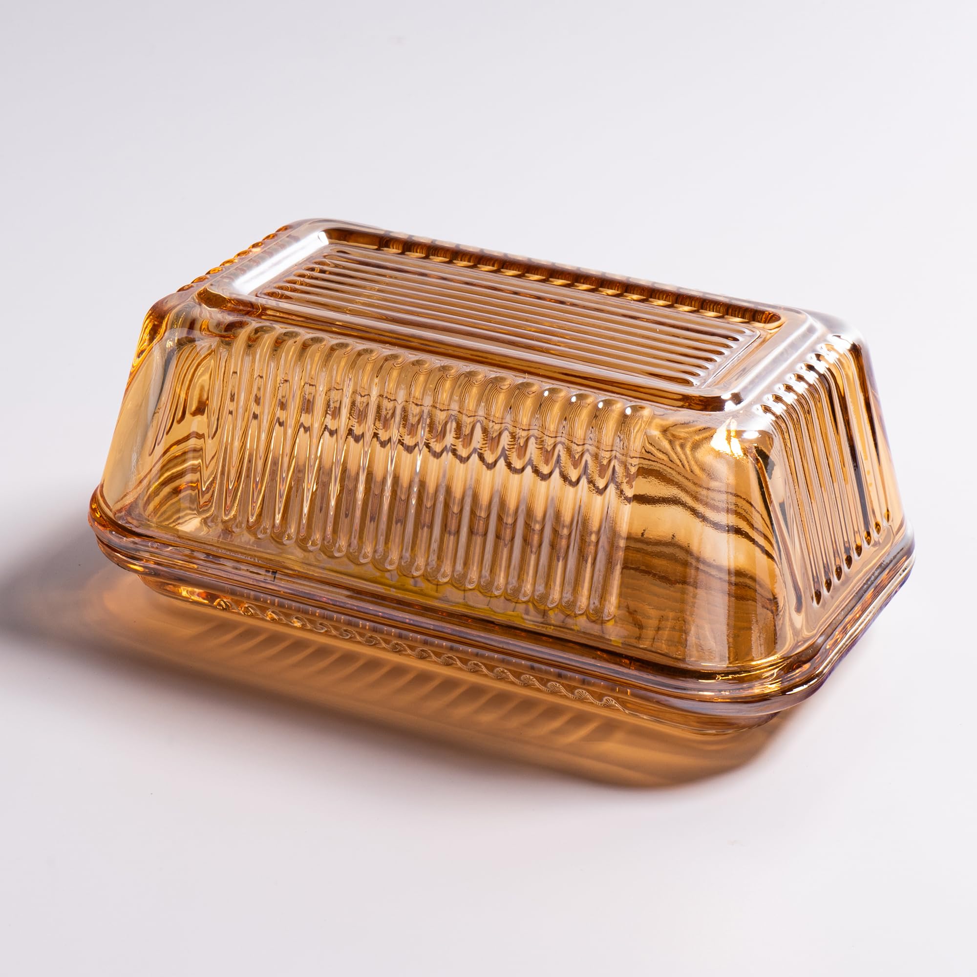 QIANCHANG mantequilla de vidrio champagne con tapa para mantenerla fresca