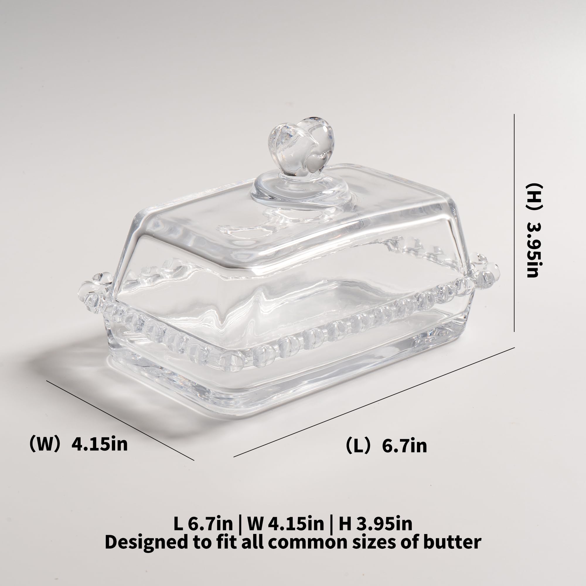 Tamaño compacto de la mantequillera de vidrio QIANCHANG ideal para mostradores y refrigerador.