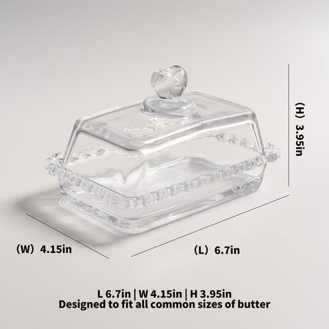 Tamaño compacto de la mantequillera de vidrio QIANCHANG ideal para mostradores y refrigerador.