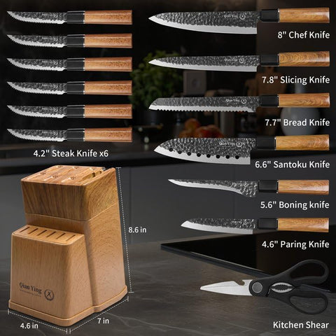 Cuchillo santoku Qianying de 18 cm para picar verduras y carnes.