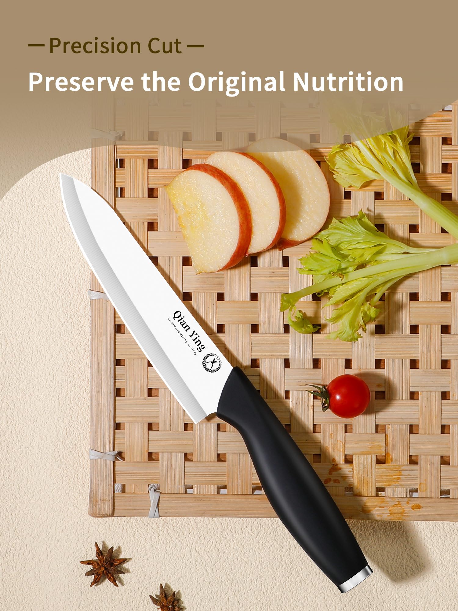 Cuchillo utilitario cerámico Qianying para picar verduras sin perder textura