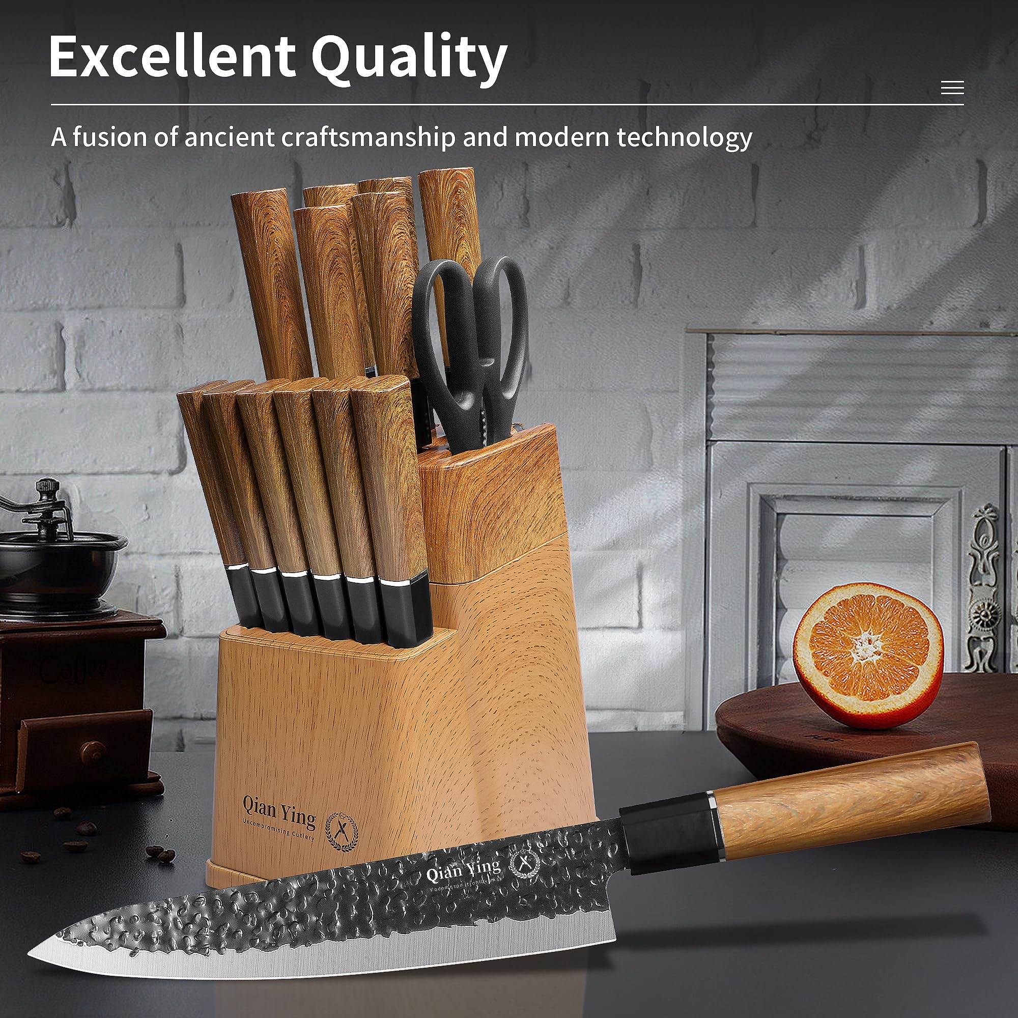 Tijeras de cocina Qianying para recortar y abrir paquetes.
