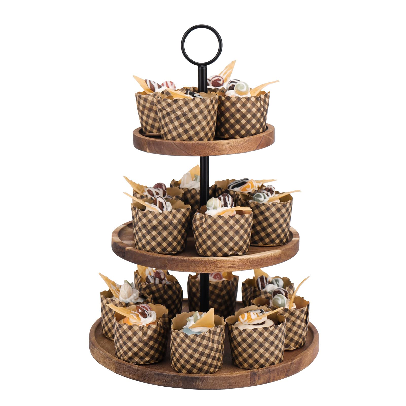 Torre de tres niveles QIELSER con base estable para exhibir cupcakes y postres