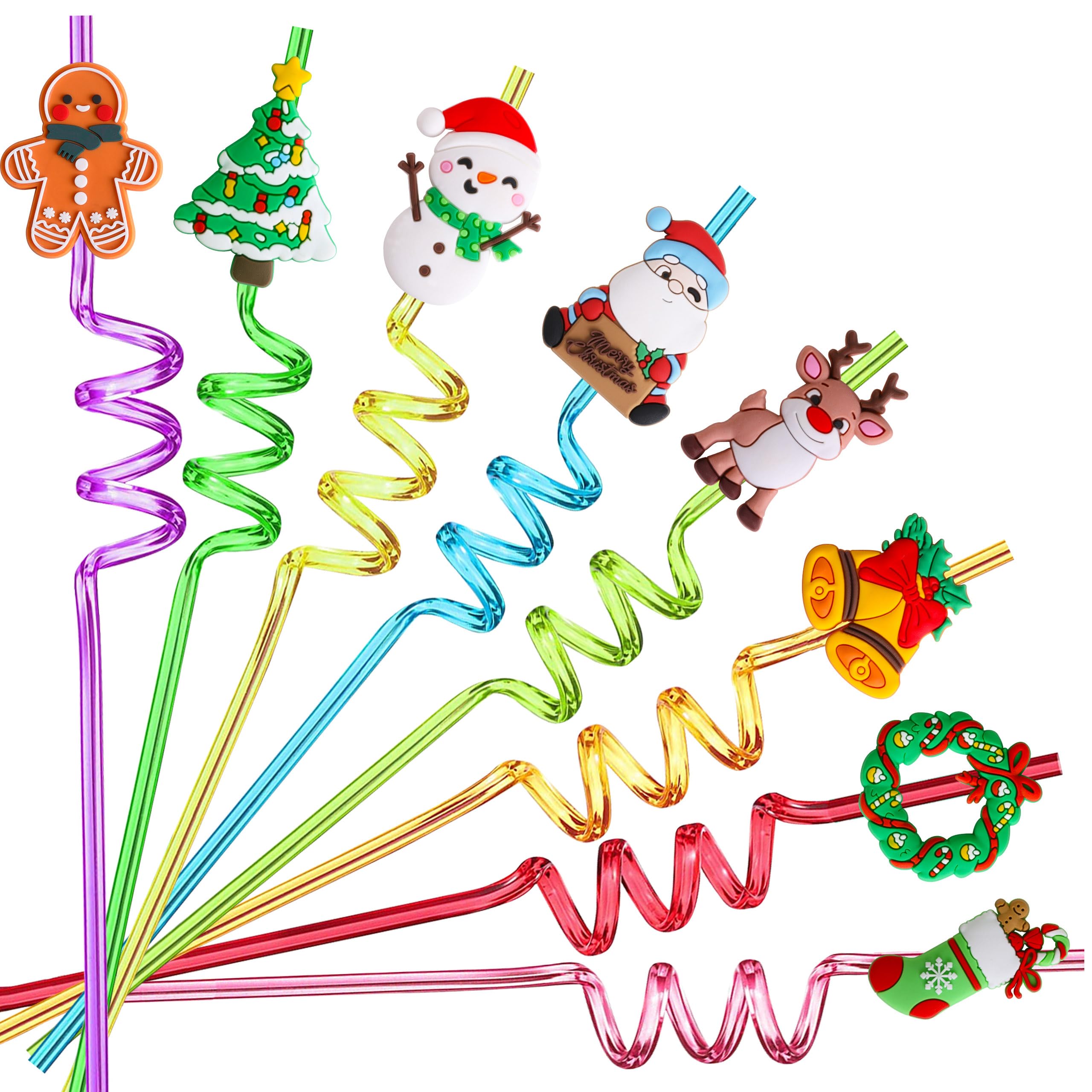 Pajitas navideñas QierGub con dibujos animados, ideales para fiestas infantiles