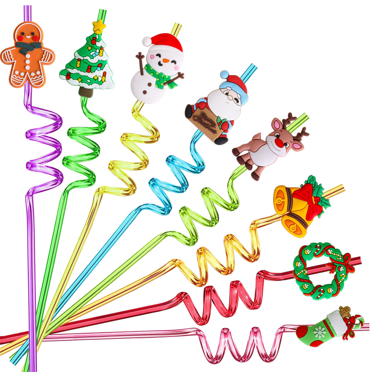 Pajitas navideñas QierGub con dibujos animados, ideales para fiestas infantiles