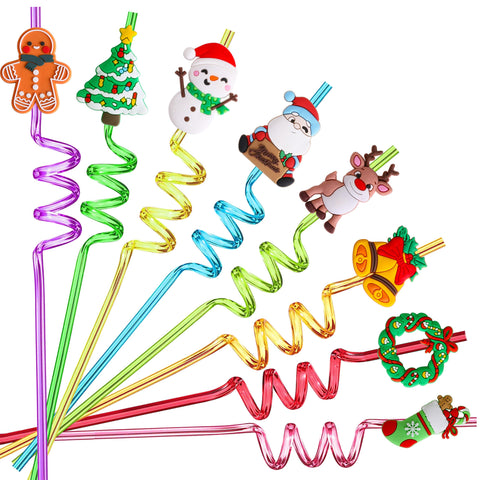 Pajitas navideñas QierGub con dibujos animados, ideales para fiestas infantiles