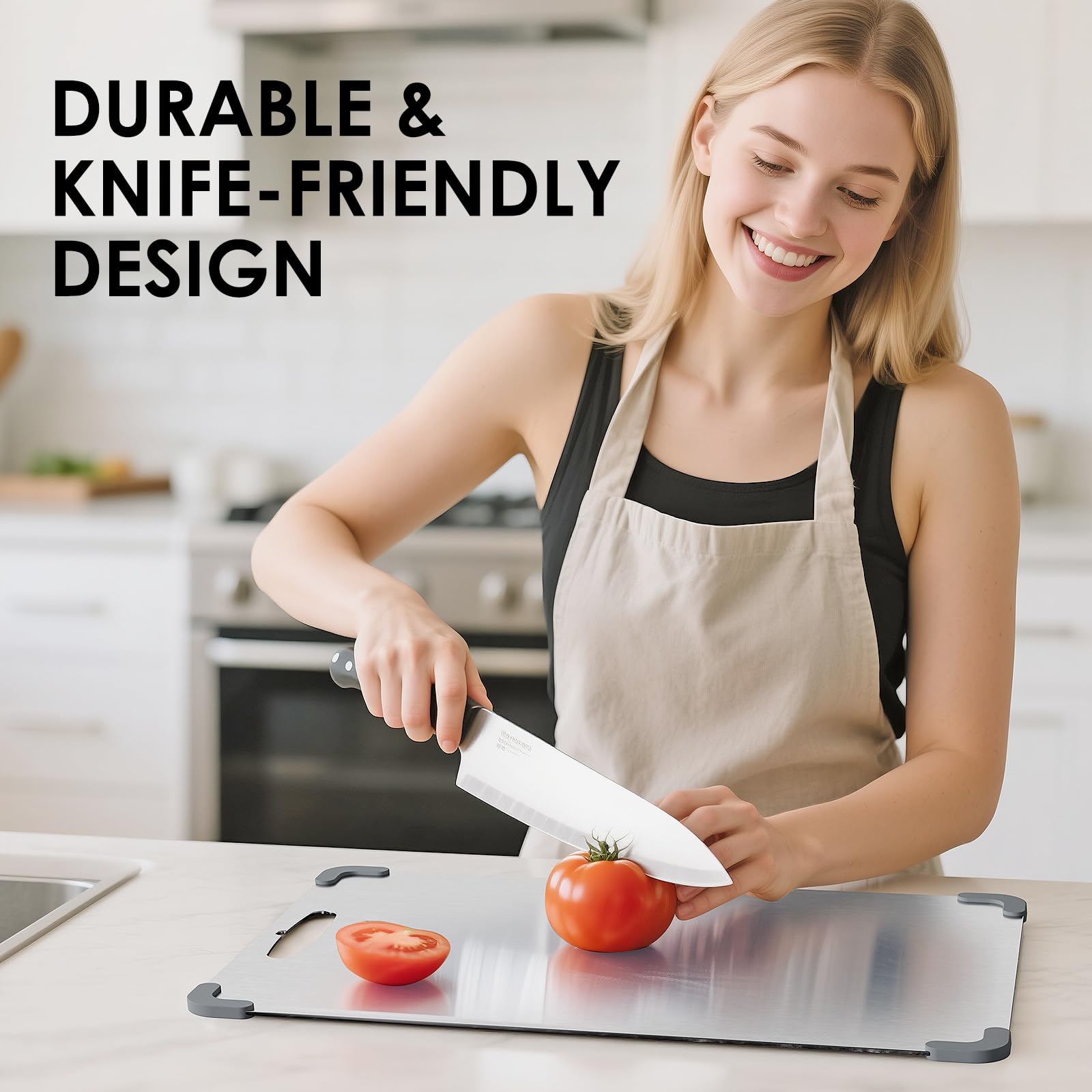 Diseño ligero y moderno de la tabla titanio QikFas para cocinas.