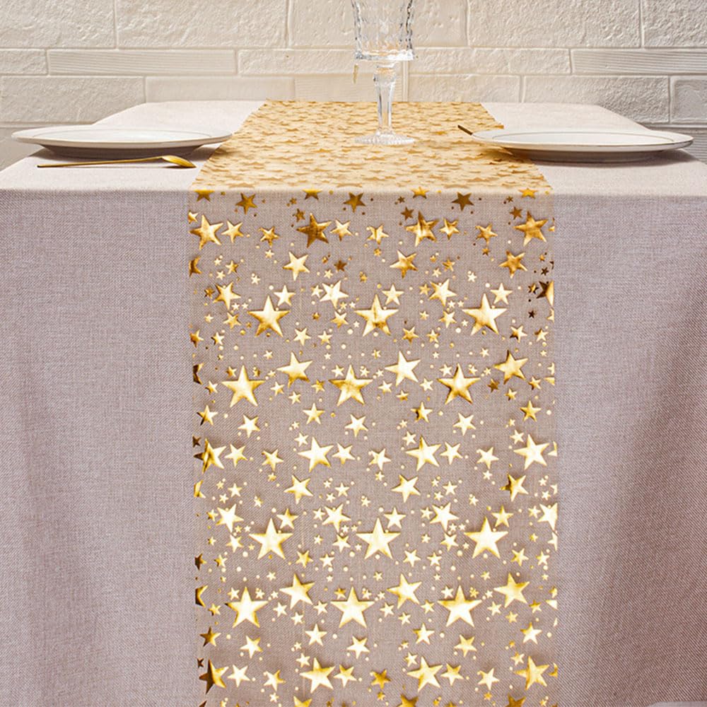 Estrella dorada en malla transparente para decoración de mesa QILANJO