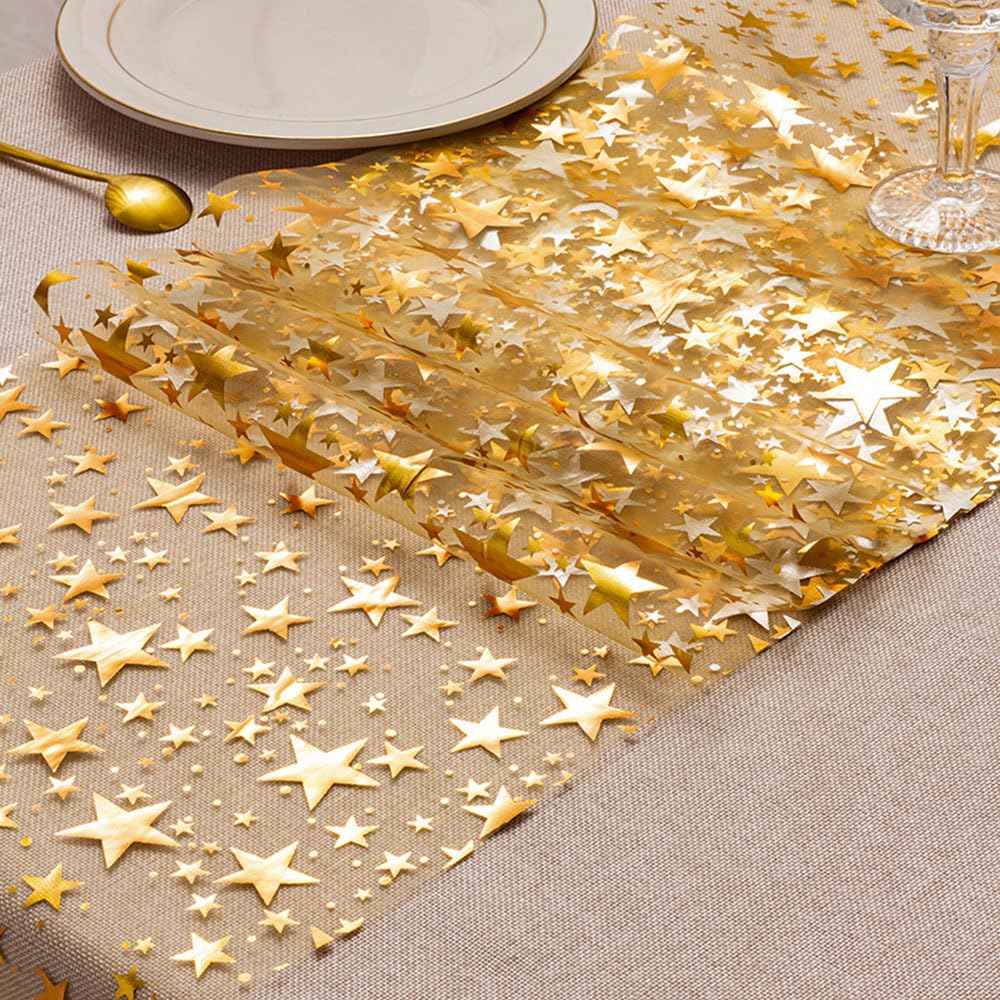 QILANJO rollos de mesa con estrella dorada para cenas elegantes